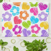 Schattigee veelkleurige bloemen en harten girly pa theedoek (Gevouwen)