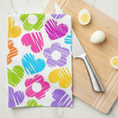 Schattigee veelkleurige bloemen en harten girly pa theedoek (Quarter Fold)