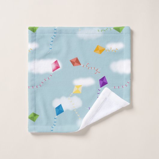 Schattigee veelkleurige Flying Kites Kinder Bad Handdoek (Wasdoekje)