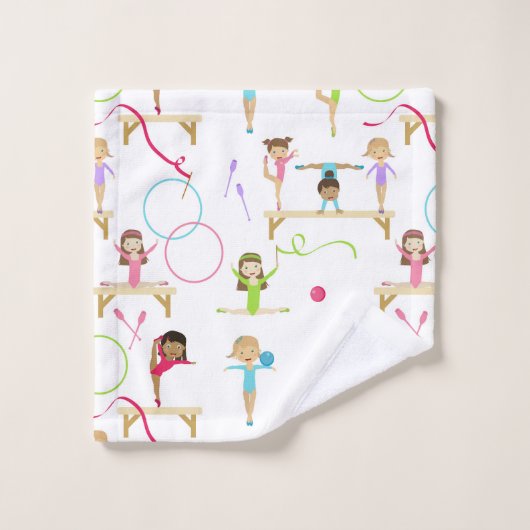 Schattigee veelkleurige gymnastiek Kinder Bad Handdoek (Wasdoekje)