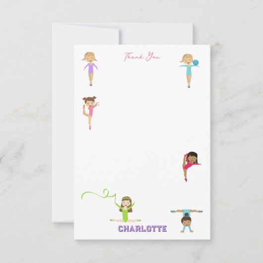 Schattigee veelkleurige gymnastiek Kinder Bedankkaart (Voorkant)