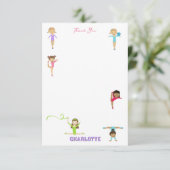 Schattigee veelkleurige gymnastiek Kinder Bedankkaart (Staand voorkant)