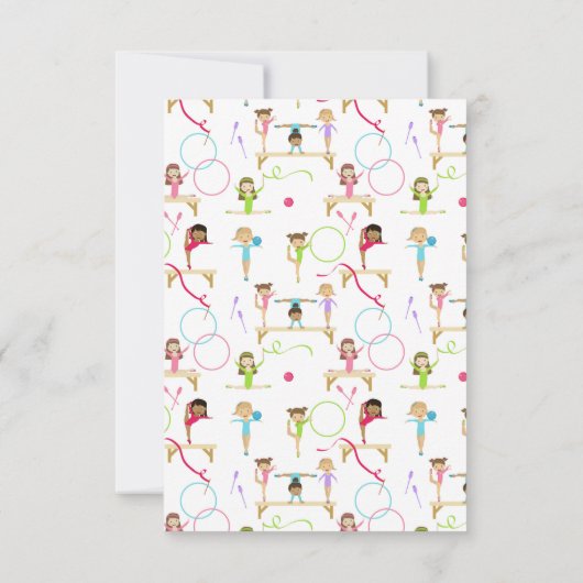 Schattigee veelkleurige gymnastiek Kinder Bedankkaart (Achterkant)