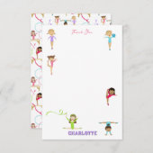 Schattigee veelkleurige gymnastiek Kinder Bedankkaart (Voorkant / Achterkant)