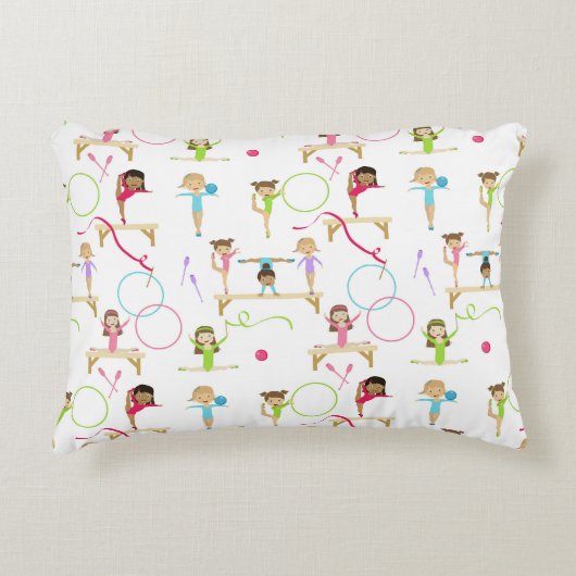 Schattigee veelkleurige gymnastiek Kinder Patroon Accent Kussen (Voorkant)