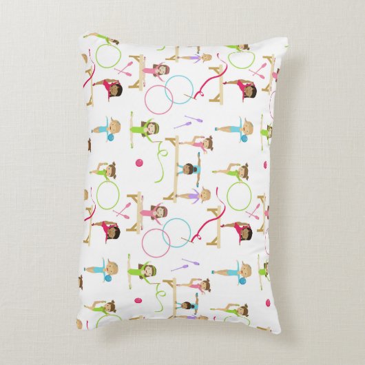 Schattigee veelkleurige gymnastiek Kinder Patroon Accent Kussen (Achterkant (Verticaal))