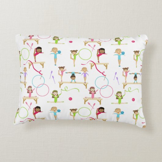 Schattigee veelkleurige gymnastiek Kinder Patroon Accent Kussen (Achterkant)