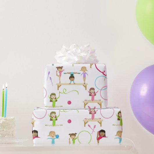 Schattigee veelkleurige gymnastiek Kinder Patroon Cadeaupapier (Feestgeschenken)