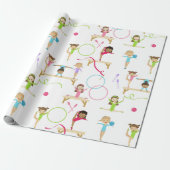 Schattigee veelkleurige gymnastiek Kinder Patroon Cadeaupapier (Uitgerold)