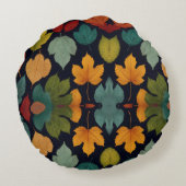 Schattigee veelkleurige Leaf's Rond Kussen (Achterkant)