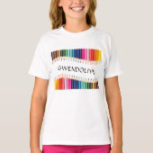 Schattigee veelkleurige markers gepersonaliseerd t-shirt (Voorkant)
