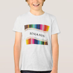 Schattigee veelkleurige markers gepersonaliseerd Tri-Blend shirt