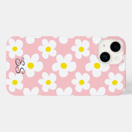 Schattigee veelkleurige retro madeliefjes girly fl Case-Mate iPhone case (Achterkant (horizontaal))