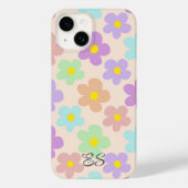 Schattigee veelkleurige retro madeliefjes girly fl Case-Mate iPhone case (Achterkant)