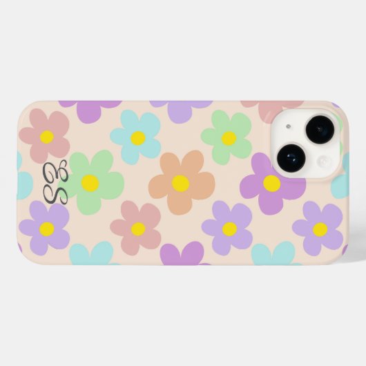 Schattigee veelkleurige retro madeliefjes girly fl Case-Mate iPhone case (Achterkant (horizontaal))