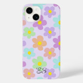 Schattigee veelkleurige retro madeliefjes girly fl Case-Mate iPhone case (Achterkant)