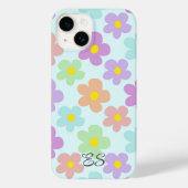 Schattigee veelkleurige retro madeliefjes girly fl Case-Mate iPhone case (Achterkant)