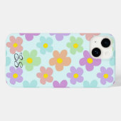 Schattigee veelkleurige retro madeliefjes girly fl Case-Mate iPhone case (Achterkant (horizontaal))