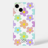Schattigee veelkleurige retro madeliefjes girly fl Case-Mate iPhone case (Achterkant)