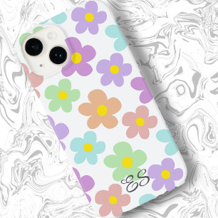 Schattigee veelkleurige retro madeliefjes girly fl Case-Mate iPhone 14 hoesje