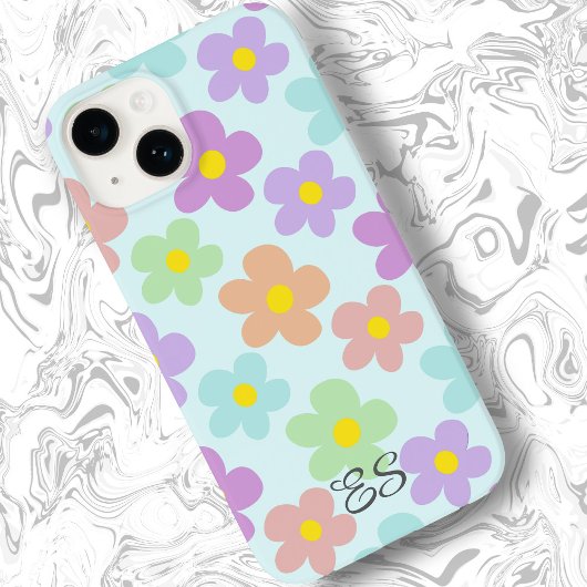 Schattigee veelkleurige retro madeliefjes girly fl Case-Mate iPhone case