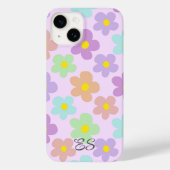 Schattigee veelkleurige retro madeliefjes girly fl Case-Mate iPhone case (Achterkant)
