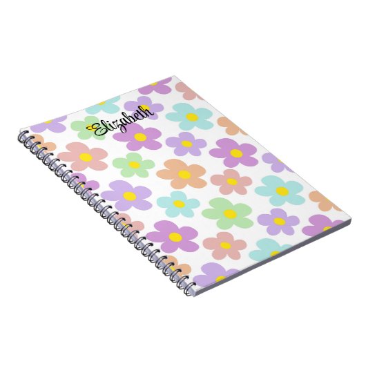 Schattigee veelkleurige retro madeliefjes girly jo notitieboek (Rechterzijde)