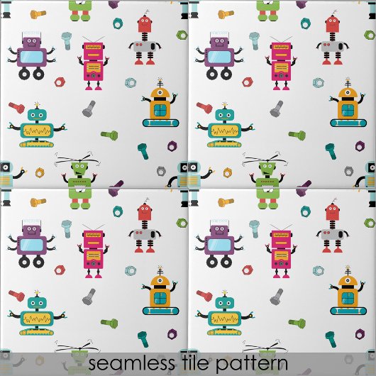 Schattigee veelkleurige robots Kinder Robot Naadlo Tegeltje
