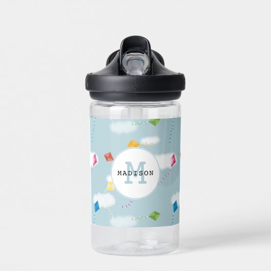 Schattigee veelkleurige vliegers Kinder monogram Waterfles (Voorkant)