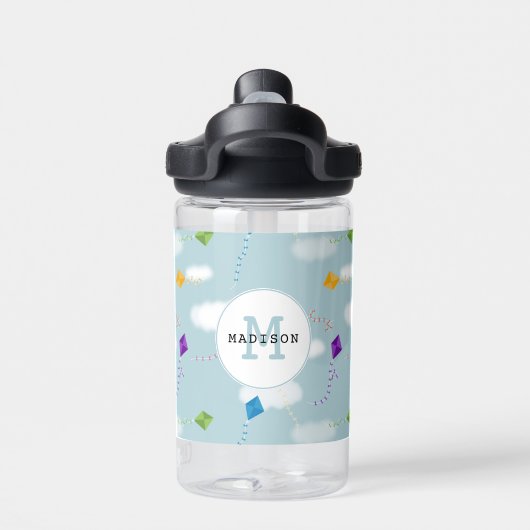 Schattigee veelkleurige vliegers Kinder monogram Waterfles (Achterkant)