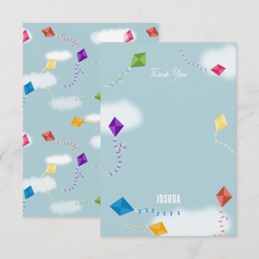 Schattigee veelkleurige vliegers Kinder Patroon Bedankkaart (Voorkant / Achterkant)
