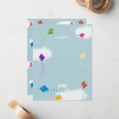 Schattigee veelkleurige vliegers Kinder Patroon Notitiekaartje (Voorkant / Achterkant in situ)