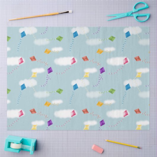 Schattigee veelkleurige vliegers Kinder Patroon Tissuepapier (Craft)