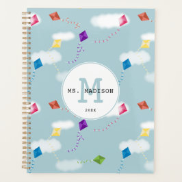 Schattigee veelkleurige vliegers Teacher Monogram Planner