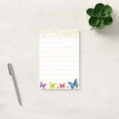 Schattigee veelkleurige vlinders & gouden Confetti Post-it® Notes (Kantoor)