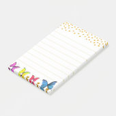 Schattigee veelkleurige vlinders & gouden Confetti Post-it® Notes (Schuin)