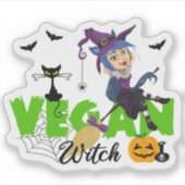 Schattigee Vegan Witch Halloween Sticker (Voorkant)
