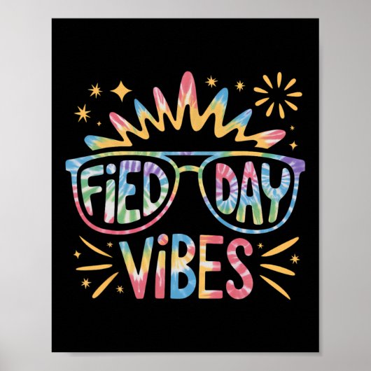 Schattigee Velddag Vibes Tie Dye voor Docent Kinde Poster (Voorkant)