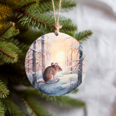 Schattigee veldmuis in de winterscene van Snowy Wo Keramisch Ornament