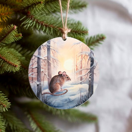 Schattigee veldmuis in de winterscene van Snowy Wo Keramisch Ornament