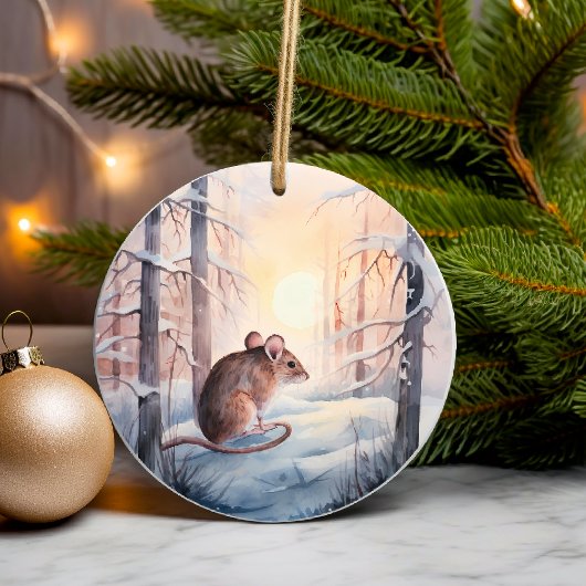 Schattigee veldmuis in de winterscene van Snowy Wo Keramisch Ornament