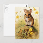 Schattigee veldmuis met gele bloemen briefkaart (Voorkant / Achterkant)