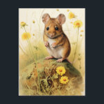 Schattigee veldmuis met gele bloemen briefkaart<br><div class="desc">Schattige Field Mouse met Yellow Flowers Briefkaart</div>