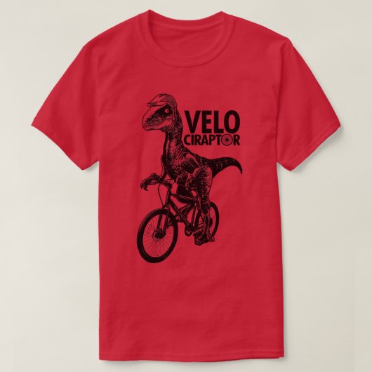 Schattigee Velociraptor Dinosaurus Riding Bicycle T-shirt (Design voorkant)