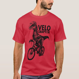 Schattigee Velociraptor Dinosaurus Riding Bicycle  T-shirt