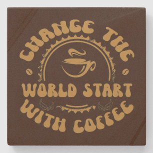 Schattigee verandering wereld koffie woord art Sto Stenen Onderzetter