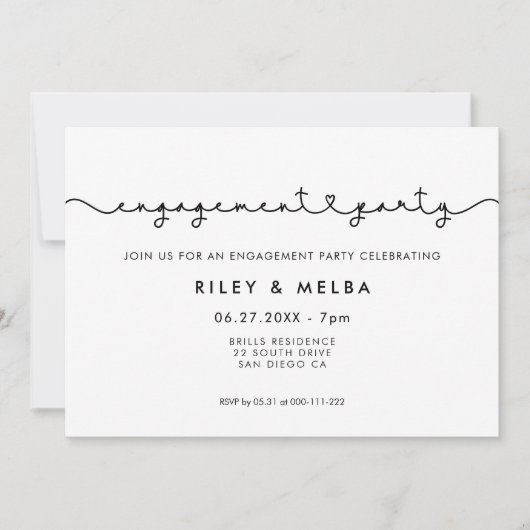 Schattigee verbindende hart lettertype engagement  kaart (Voorkant)