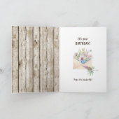 Schattigee Verborgen Kat en Bloempot Verjaardag Ka Kaart (Binnen)