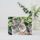 Schattigee Verdunde Tortoiseshell Tortie Cat In Tu Briefkaart (Staand voorkant)