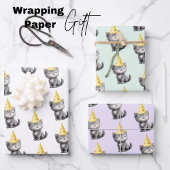 Schattigee verjaardag kitten inpakpapier vel